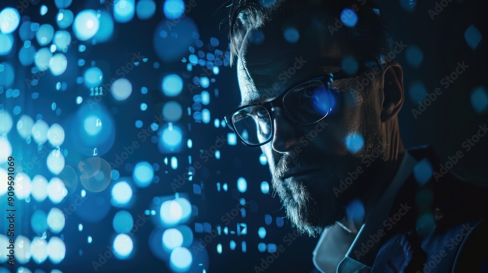 Poster portrait of a cybersecurity expert managing access controls for discovery data