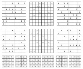 Sudoku 8X8 puzzle game set with solutions.