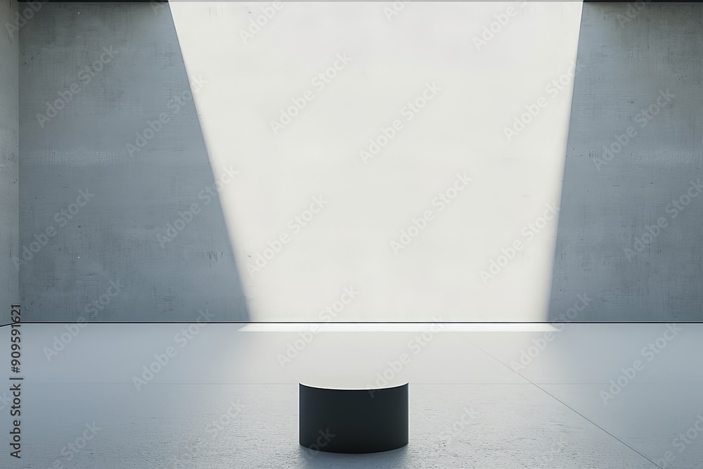 Aufkleber a studio setting with a plain backdrop showcasing a product on a minimalist pedestal.