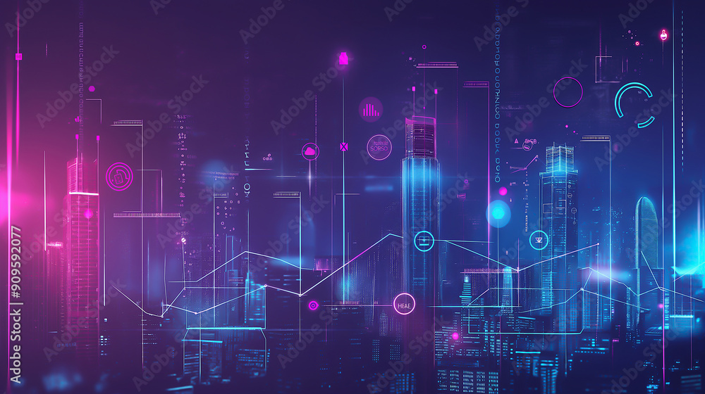 Poster abstract blue lines on a techy background for presentations or futuristic web design concepts