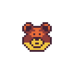 Fototapeta premium Bear head. Pixel art icon. Stickers design. Isolated vector illustration.