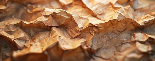 Close-up of crumpled brown paper, texture background.