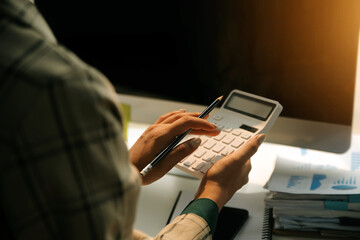 Team of business people working together in the meeting room office, teamwork background charts and graphs banner, double exposure successful teamwork,business planning concept.