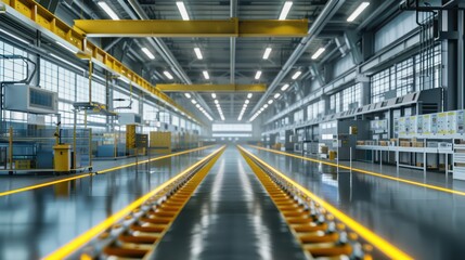 Conceptual image of a factory floor with quality control stations.