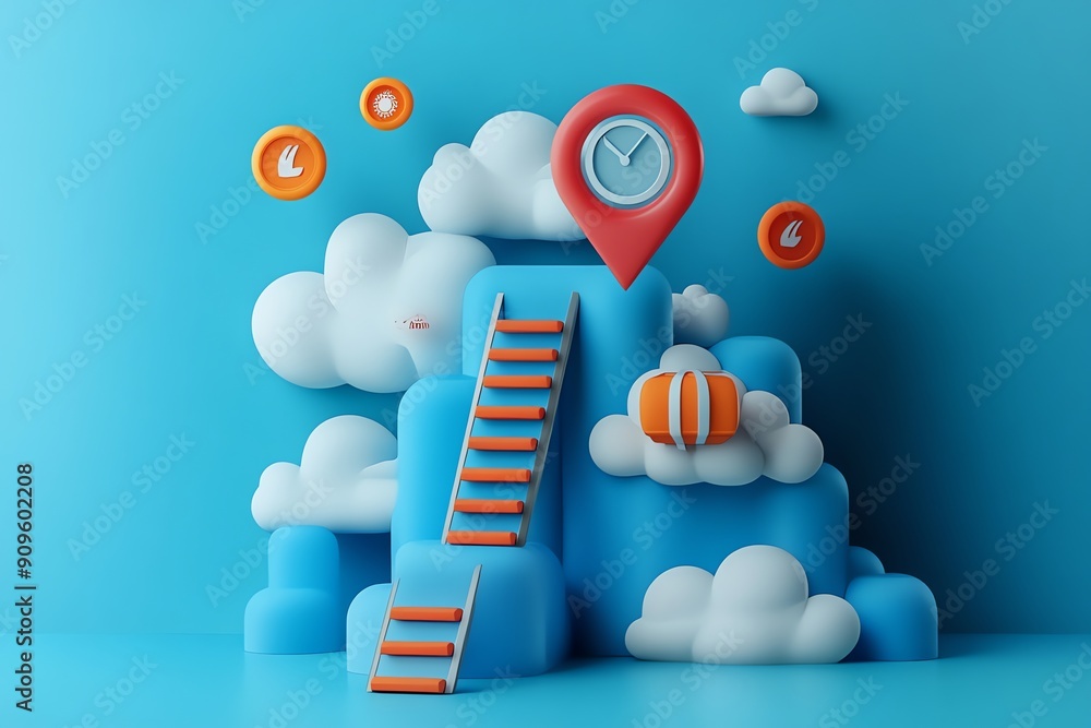 Poster Abstract 3D Cloud Ladder Concept.