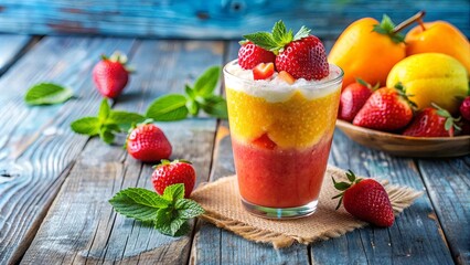 Refreshing summer slushies with a tropical twist, featuring strawberries, mango, and coconut, summer, sipper, fruity