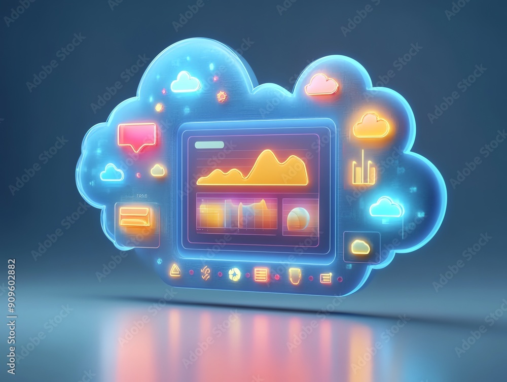 Aufkleber Cloud Computing Data Analysis Interface.