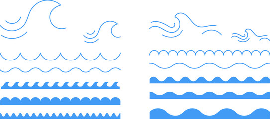 Water wave, sea wave, Wavy line set. Line water waves icon, sign vector. Zigzag line. Water logo, symbol or sign vector collection.