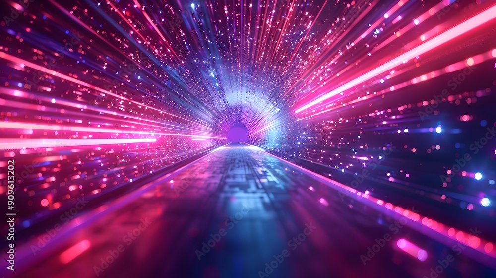 Canvas Prints glowing digital tunnel representing immersive cyberspace concept