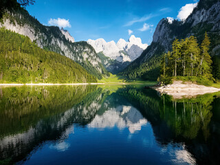 Lake with mountains and reflection