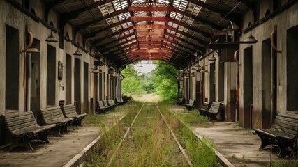 Fototapeta premium Abandoned old railway station