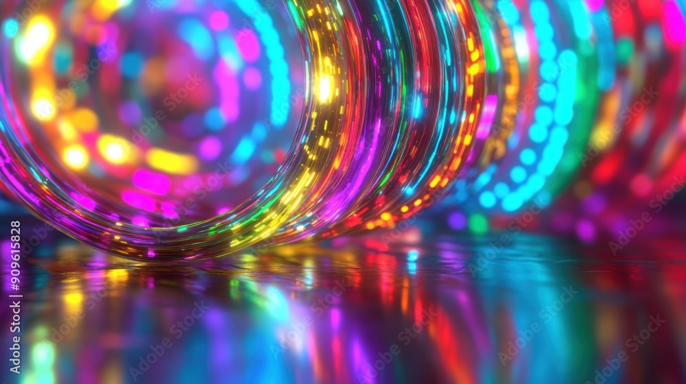 Aufkleber neon light swirls dance in a vivid array of colors, reflecting off smooth surfaces to create an elec