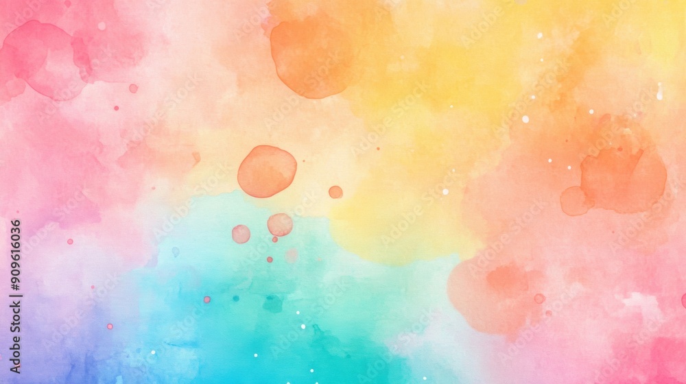 Poster a colorful watercolor pattern with soft blends and vibrant hues creating a serene and lively atmosph