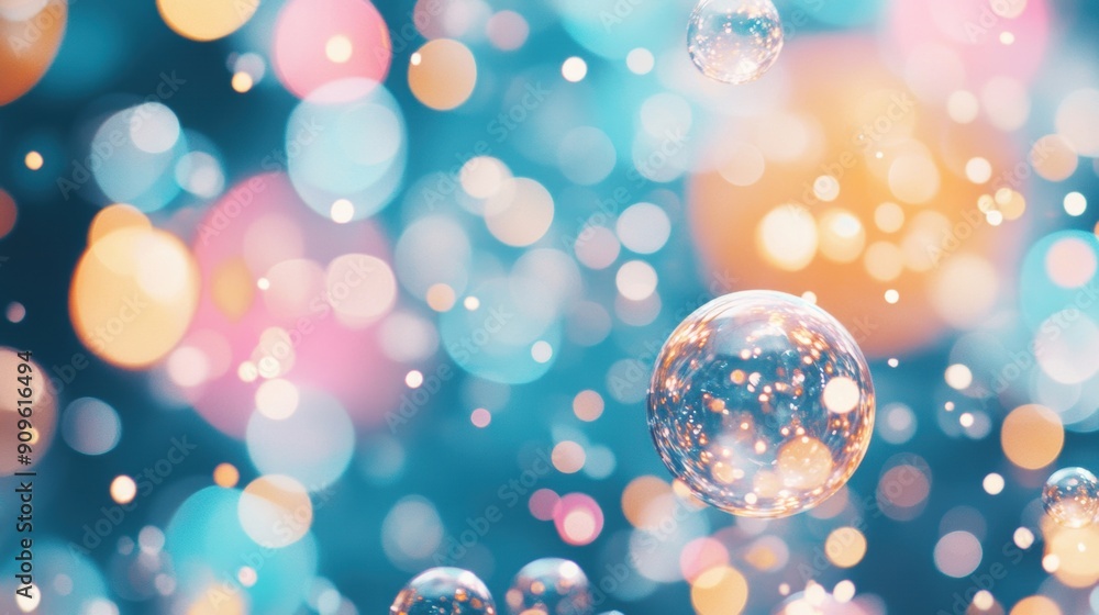Poster vibrant bubbles float and shimmer against a contrasting dark backdrop, creating a mesmerizing atmosp