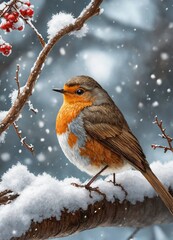 robin on snow