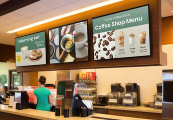 Cafe Digital Menu Sign Mockup With Generative AI