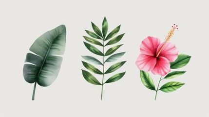 Experience the lush beauty of tropical foliage with handpainted leaves and vibrant flowers, adding a touch of paradise to your space.