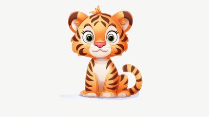 A charming cartoon tiger illustration, perfect for kids decor, featuring vibrant colors and adorable features.