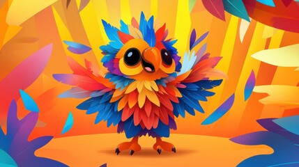 Naklejka premium Adorable animal angel struts in vibrant Rio Carnival attire, embodying the festive spirit of samba and bright celebrations.