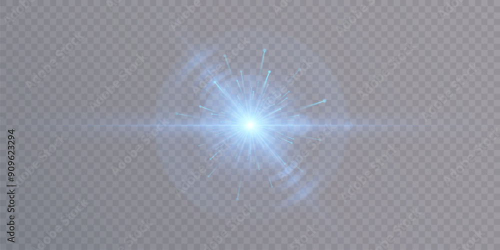 Aufkleber bright png light effect. abstract blue flash of light and laser beams with shimmer and glitter. isol