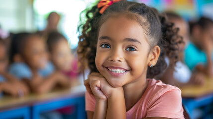 _Happy_little_girl_sitting_in_class_young_student_