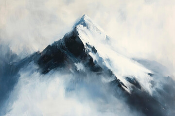 Majestätische Bergspitze im Nebel
