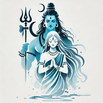 Maha shivratri Divine Day of Lord Shiva, Siva and Parvati Divine Love, Shive Skakti Illustration