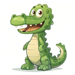 Fototapeta premium A Cartoon Crocodile with Big Eyes and a Big Grin