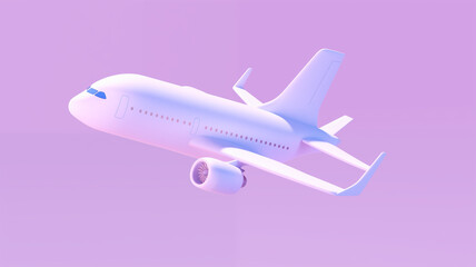 Obraz premium 3D Render Airplane with a Sleek Design on a Pastel Periwinkle Background, Concept of Modern Travel and Adventure. Generative AI