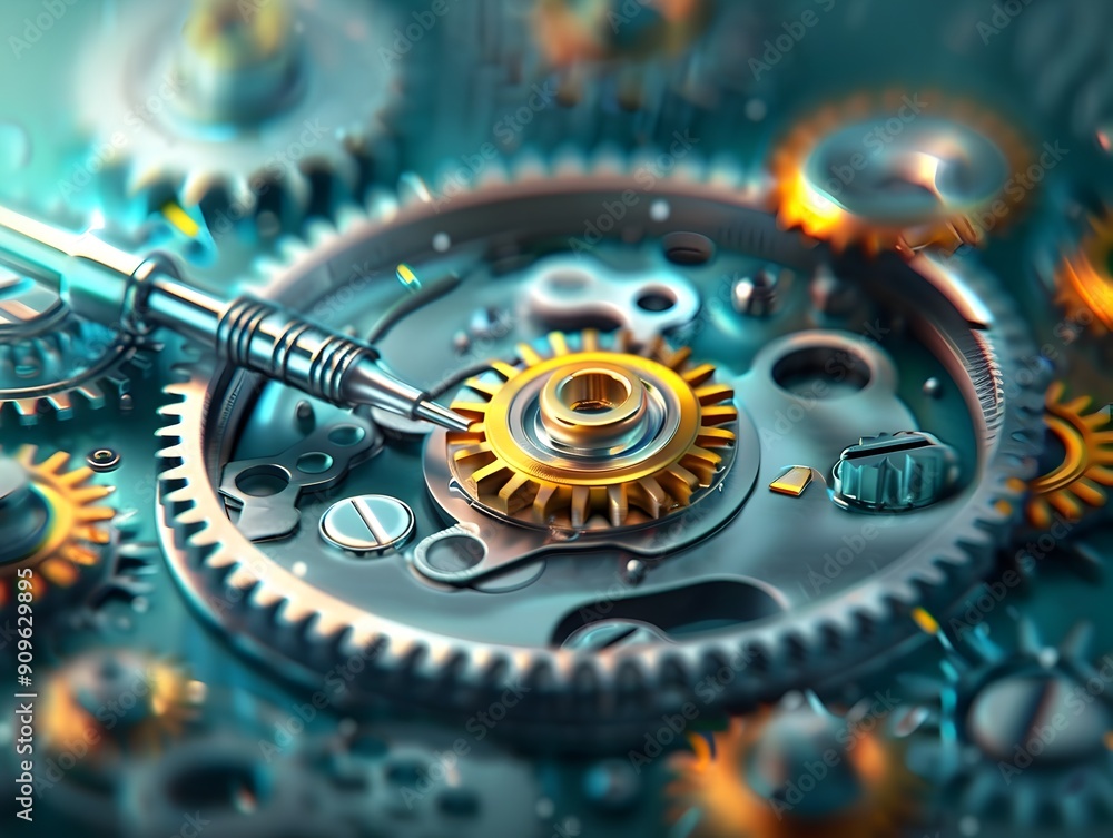 Poster precision engineering gears and mechanism.