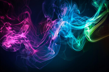 Fototapeta premium Colorful Neon Smoke Abstract Background with Bright Vibrant Colors and Dynamic Light Effects