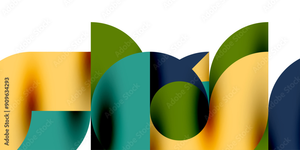Poster tech minimal circular shapes geometric art. vector modern circles
