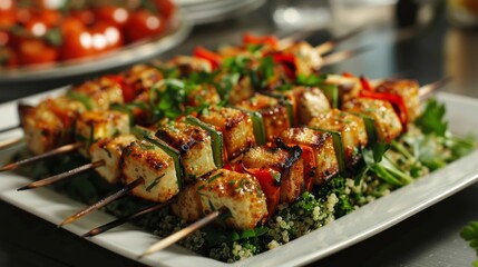 Heart-healthy quinoa and veggie skewers presented artistically