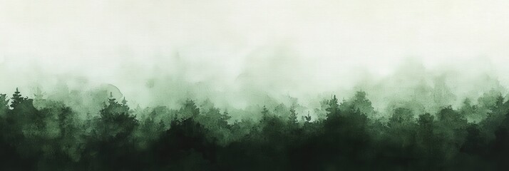 Watercolor Forest in Mist