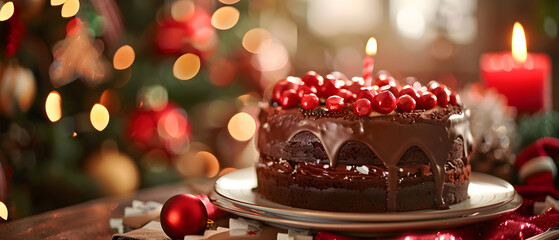 christmas cake with candles