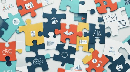 Naklejka premium illustration puzzle with business icons