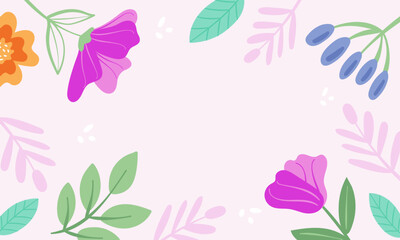 Hand drawn spring background, Flat design abstract floral background