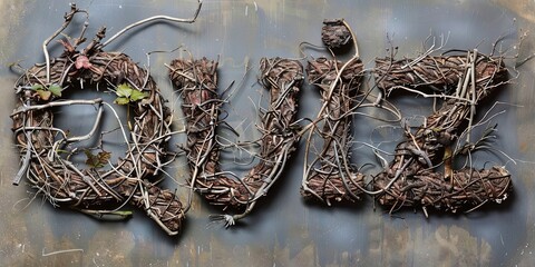 the word "Quiz" made out of tangled vines and branches 