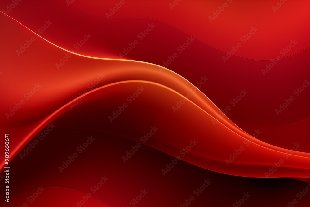 Poster a red wave with a yellow line. the wave is flowing and has a sense of movement