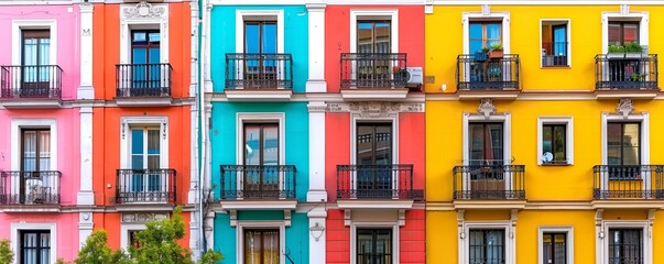 Obraz premium Sharp Focus on Madrid's Opera District: Colorful Facades.