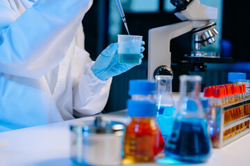 Scientists, beakers, and microscopes in cutting-edge research. Perfect for science and technology projects.