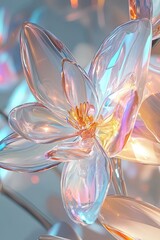 A Glass Flower with Shimmering Petals and a Golden Center