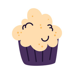 Hand drawn Dessert sweet cupcake icon isolated