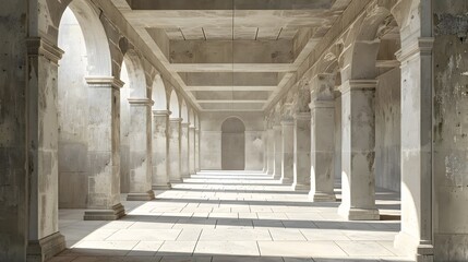 Obraz premium Minimalist rendering of ancient Roman architecture, focusing on essential lines