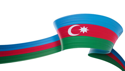 azerbaijan national flag on transparent background