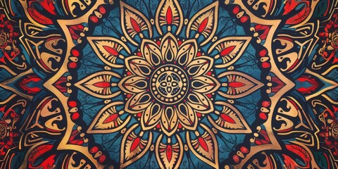 Colorful Mandala Pattern with Gold Accents.