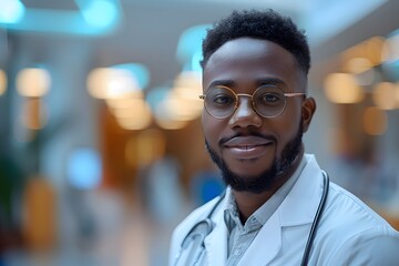 Obraz premium Confident Male Doctor in Hospital Setting - Healthcare, Professional, Portrait