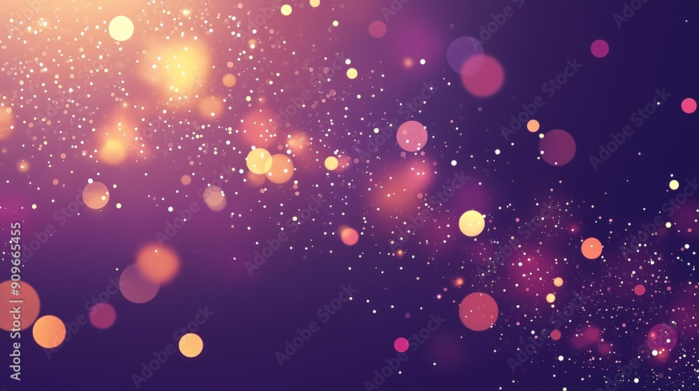 Poster a purple background with many small circles of light. the circles are of different sizes and are sca