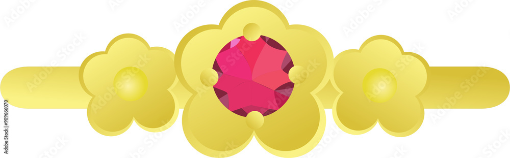 Wall mural red gemstone with gold flower ring