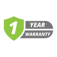 1 year warranty vector label. Product guarantee sticker.